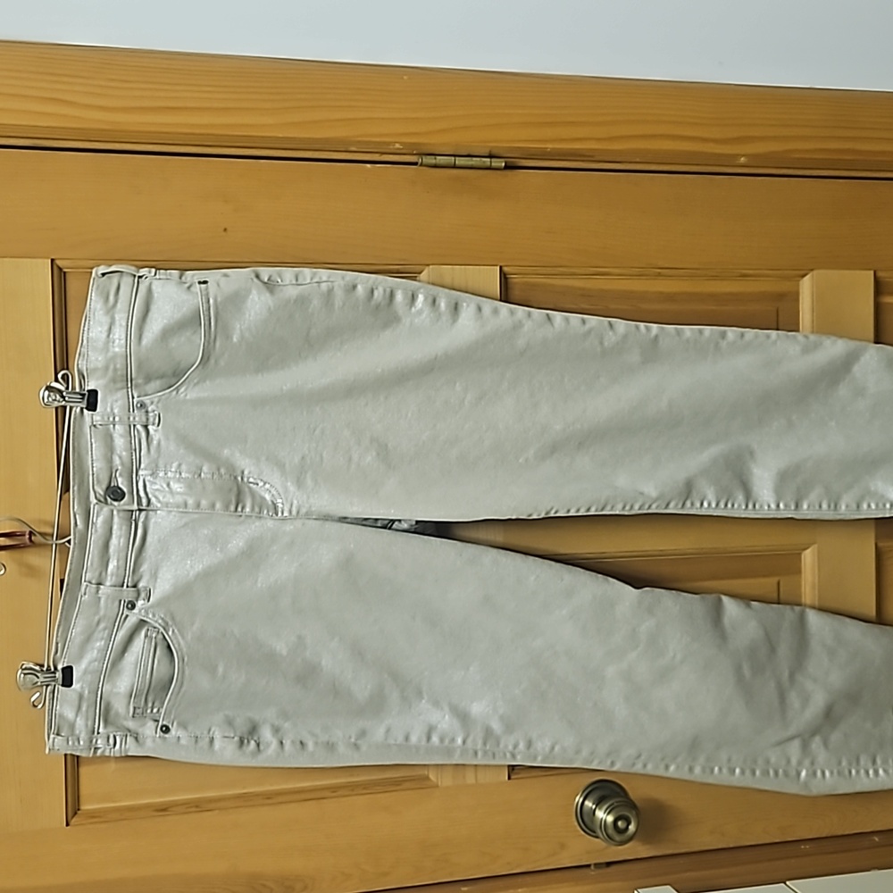 Land's End High Rise Slim Ankle Jean -Metallic Gold 16W